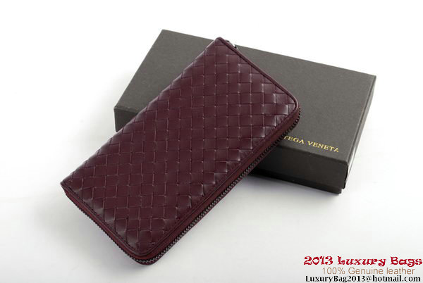 Bottega Veneta Intrecciato Nappa Zippy Wallet BV1571 Wine Bottega Veneta Intrecciato Nappa Zippy Wallet BV1571 Wine