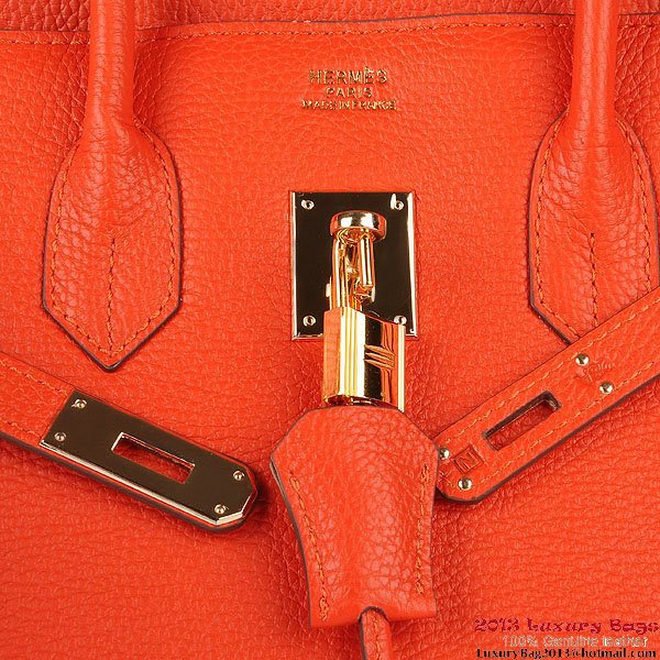 Hermes Birkin 30CM Tote Bags Orange Clemence Leather Gold Hermes Birkin 30CM Tote Bags Orange Clemence Leather Gold