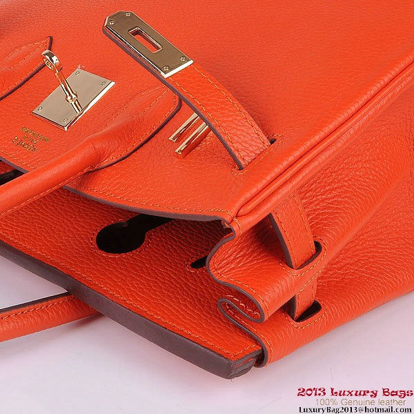 Hermes Birkin 30CM Tote Bags Orange Clemence Leather Gold Hermes Birkin 30CM Tote Bags Orange Clemence Leather Gold