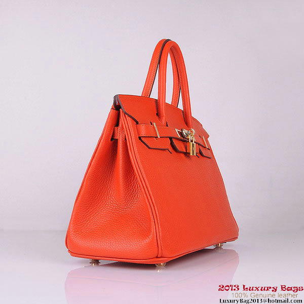 Hermes Birkin 30CM Tote Bags Orange Clemence Leather Gold Hermes Birkin 30CM Tote Bags Orange Clemence Leather Gold