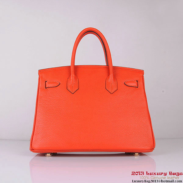 Hermes Birkin 30CM Tote Bags Orange Clemence Leather Gold Hermes Birkin 30CM Tote Bags Orange Clemence Leather Gold