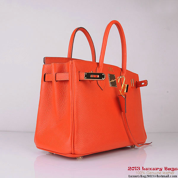 Hermes Birkin 30CM Tote Bags Orange Clemence Leather Gold Hermes Birkin 30CM Tote Bags Orange Clemence Leather Gold