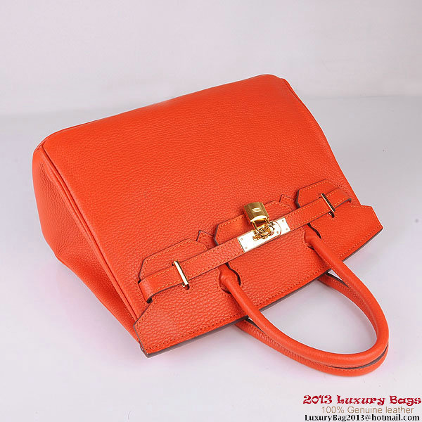 Hermes Birkin 30CM Tote Bags Orange Clemence Leather Gold Hermes Birkin 30CM Tote Bags Orange Clemence Leather Gold