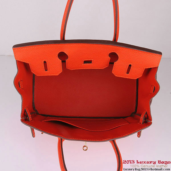 Hermes Birkin 30CM Tote Bags Orange Clemence Leather Gold Hermes Birkin 30CM Tote Bags Orange Clemence Leather Gold