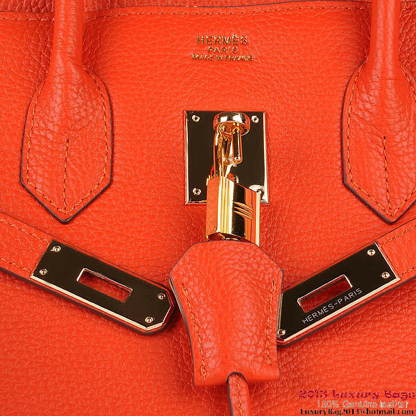 Hermes Birkin 30CM Tote Bags Orange Clemence Leather Gold Hermes Birkin 30CM Tote Bags Orange Clemence Leather Gold