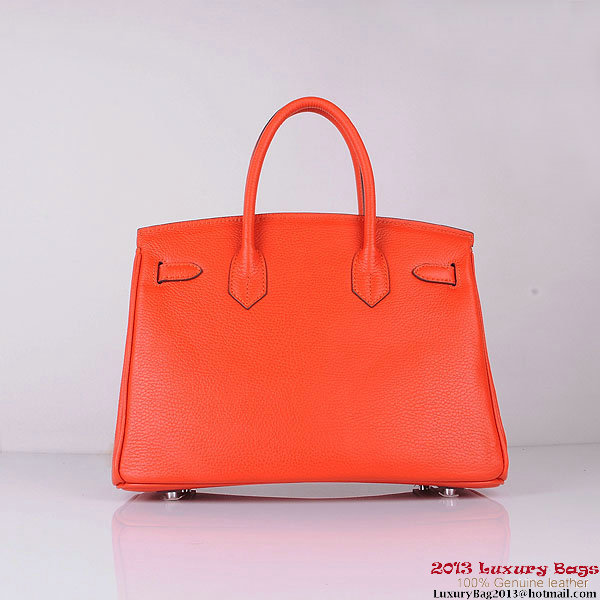 Hermes Birkin 30CM Tote Bags Orange Clemence Leather Silver Hermes Birkin 30CM Tote Bags Orange Clemence Leather Silver