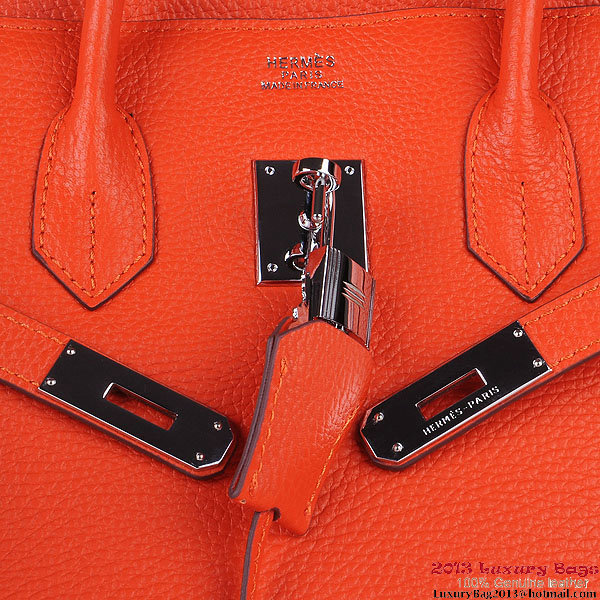 Hermes Birkin 30CM Tote Bags Orange Clemence Leather Silver Hermes Birkin 30CM Tote Bags Orange Clemence Leather Silver