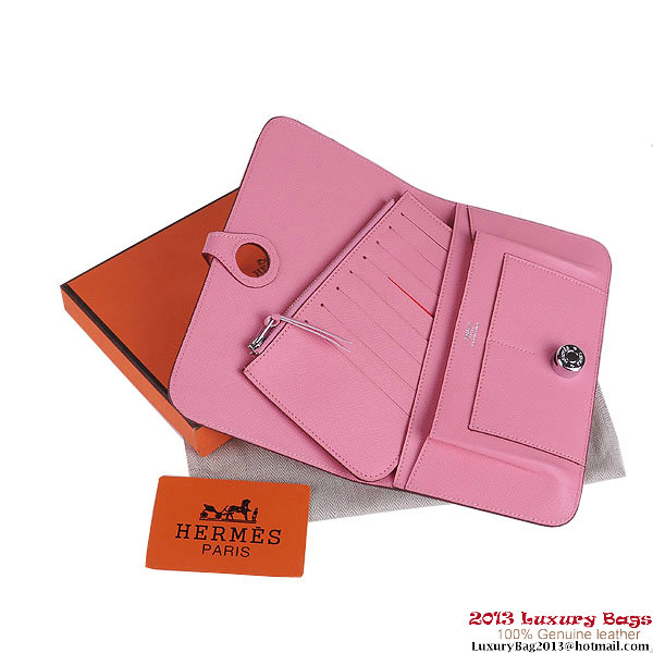 Hermes Dogon Wallet Saffiano Leather Travel Case H001 Pink Hermes Dogon Wallet Saffiano Leather Travel Case H001 Pink