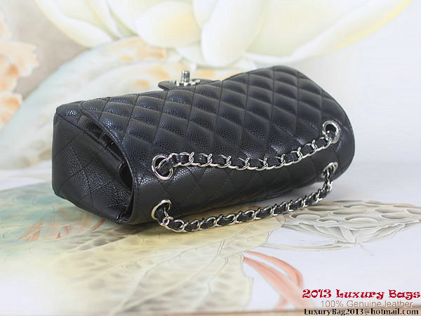 Chanel 2.55 Classic Flap Bag Black Original Cannage Patterns Leather Silver Chanel 2.55 Classic Flap Bag Black Original Cannage Patterns Leather Silver