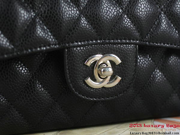 Chanel 2.55 Classic Flap Bag Black Original Cannage Patterns Leather Silver Chanel 2.55 Classic Flap Bag Black Original Cannage Patterns Leather Silver