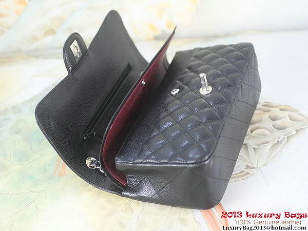 Chanel 2.55 Classic Flap Bag Black Original Cannage Patterns Leather Silver Chanel 2.55 Classic Flap Bag Black Original Cannage Patterns Leather Silver