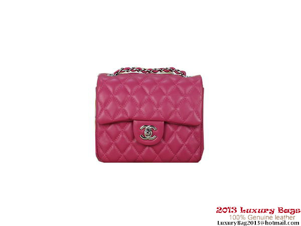 Chanel mini Classic Flap Bag Rose Sheepskin 1115 Silver