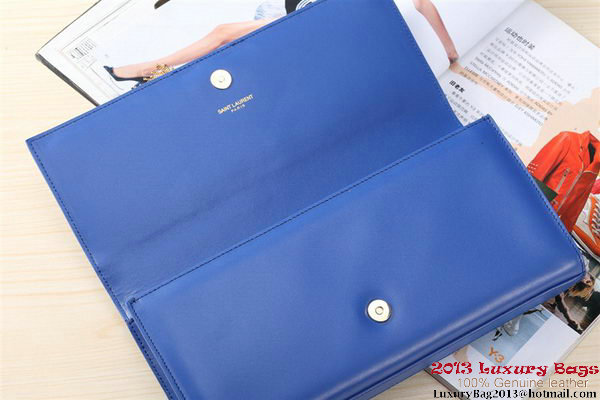 Yves Saint Laurent Classic Monogramme Tassel Clutch Bag Y041 Blue Yves Saint Laurent Classic Monogramme Tassel Clutch Bag Y041 Blue