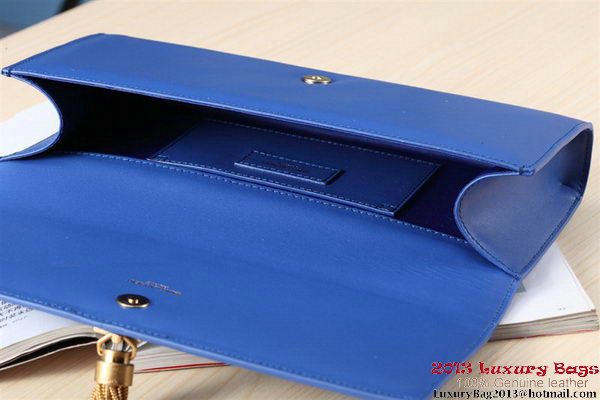 Yves Saint Laurent Classic Monogramme Tassel Clutch Bag Y041 Blue Yves Saint Laurent Classic Monogramme Tassel Clutch Bag Y041 Blue