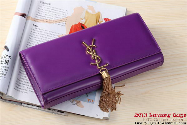 Yves Saint Laurent Classic Monogramme Tassel Clutch Bag Y041 Purple Yves Saint Laurent Classic Monogramme Tassel Clutch Bag Y041 Purple