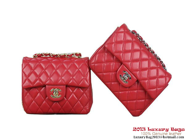 Chanel 1115 mini Classic Flap Bag Sheepskin Leather Red