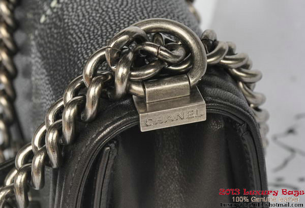Boy Chanel Flap Shoulder Bag in Original Galuchat A66231 Black Boy Chanel Flap Shoulder Bag in Original Galuchat A66231 Black