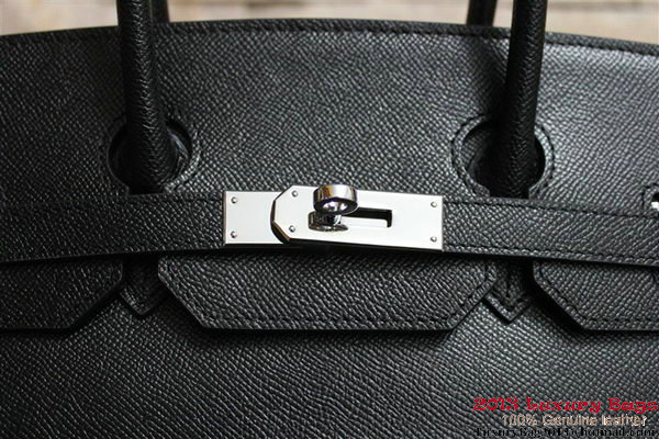 Hermes Birkin 35CM Tote Bag Black Clemence Leather H6089 Silver/Gold