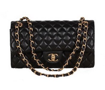 Chanel 2.55 Series Bag Black Sheepskin Leather 1112 Gold Chanel 2.55 Series Bag Black Sheepskin Leather 1112 Gold