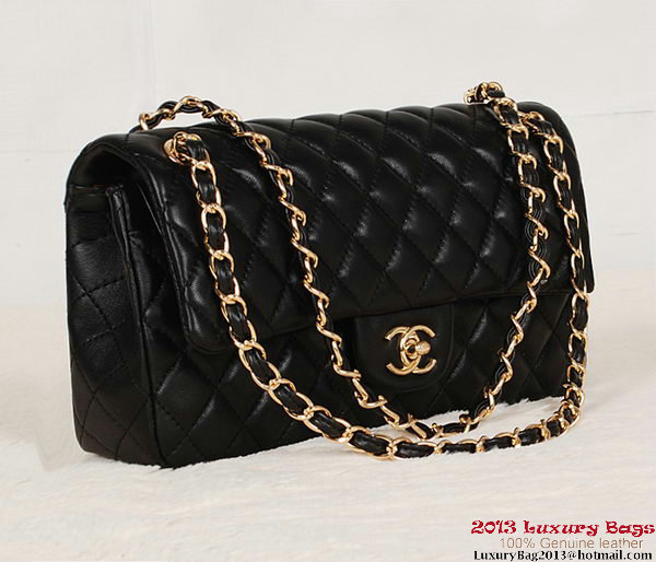 Chanel 2.55 Series Bag Black Sheepskin Leather 1112 Gold Chanel 2.55 Series Bag Black Sheepskin Leather 1112 Gold