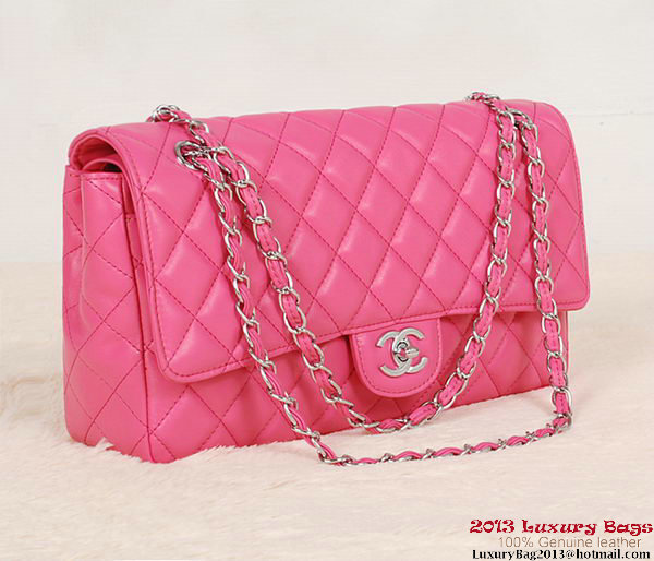 Chanel Classic Flap Bag 1113 Rose Sheepskin Silver Chanel Classic Flap Bag 1113 Rose Sheepskin Silver