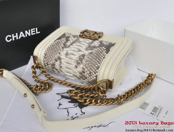 Boy Chanel Flap Shoulder Bag Python Leather A66094 OffWhite Boy Chanel Flap Shoulder Bag Python Leather A66094 OffWhite