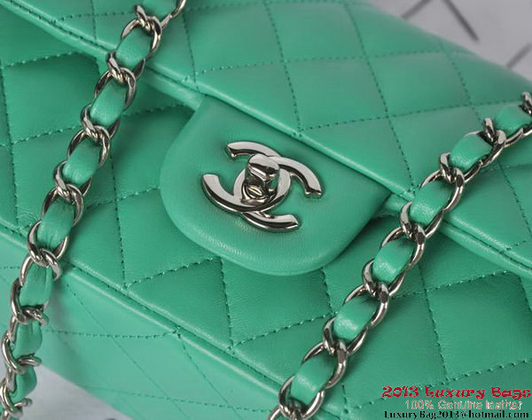 Chanel Classic Flap Bags Green Original Sheepskin Leather A1116 Silver Chanel Classic Flap Bags Green Original Sheepskin Leather A1116 Silver