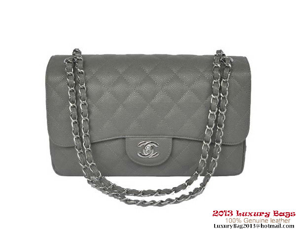 Chanel Jumbo Quilted Classic Cannage Patterns Flap Bag A58600 Grey Silver