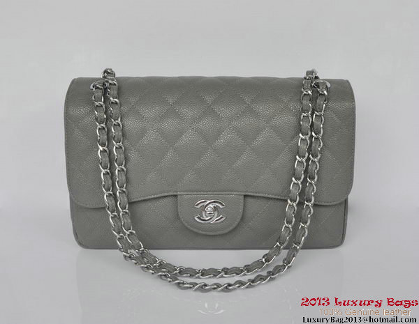 Chanel Jumbo Quilted Classic Cannage Patterns Flap Bag A58600 Grey Silver Chanel Jumbo Quilted Classic Cannage Patterns Flap Bag A58600 Grey Silver
