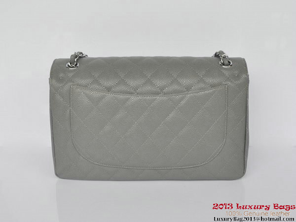 Chanel Jumbo Quilted Classic Cannage Patterns Flap Bag A58600 Grey Silver Chanel Jumbo Quilted Classic Cannage Patterns Flap Bag A58600 Grey Silver