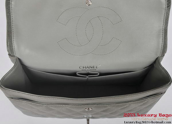 Chanel Jumbo Quilted Classic Cannage Patterns Flap Bag A58600 Grey Silver Chanel Jumbo Quilted Classic Cannage Patterns Flap Bag A58600 Grey Silver