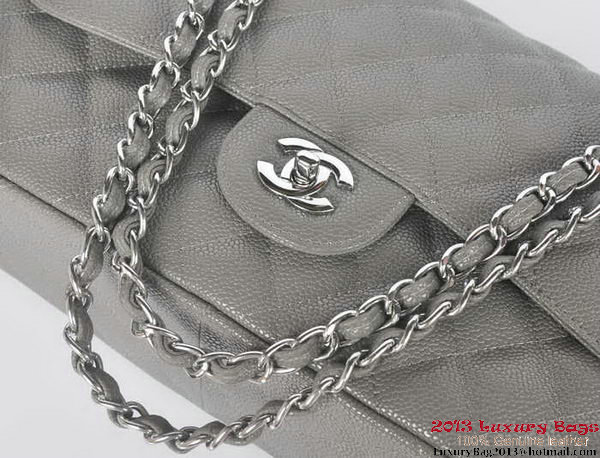 Chanel Jumbo Quilted Classic Cannage Patterns Flap Bag A58600 Grey Silver Chanel Jumbo Quilted Classic Cannage Patterns Flap Bag A58600 Grey Silver