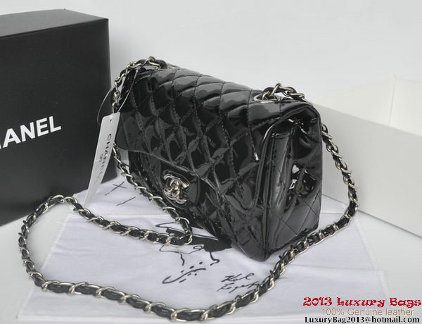 Chanel Classic Flap Bags Black Original Patent Leather A1116 Silver Chanel Classic Flap Bags Black Original Patent Leather A1116 Silver