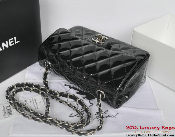 Chanel Classic Flap Bags Black Original Patent Leather A1116 Silver Chanel Classic Flap Bags Black Original Patent Leather A1116 Silver