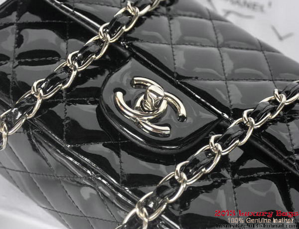 Chanel Classic Flap Bags Black Original Patent Leather A1116 Silver Chanel Classic Flap Bags Black Original Patent Leather A1116 Silver