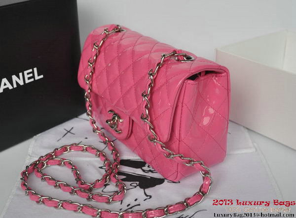 Chanel Classic Flap Bags Rose Original Patent Leather A1116 Silver Chanel Classic Flap Bags Rose Original Patent Leather A1116 Silver