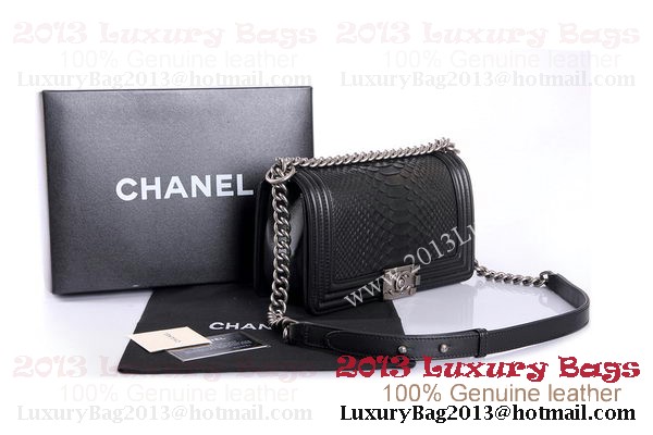 Boy Chanel Flap Shoulder Bag Genuine Python Leather A37003 Black Boy Chanel Flap Shoulder Bag Genuine Python Leather A37003 Black