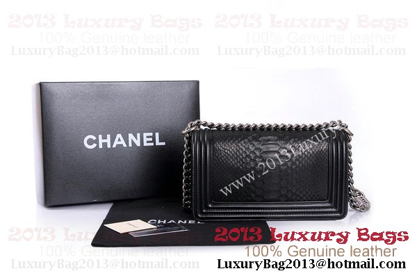Boy Chanel Flap Shoulder Bag Genuine Python Leather A37003 Black Boy Chanel Flap Shoulder Bag Genuine Python Leather A37003 Black