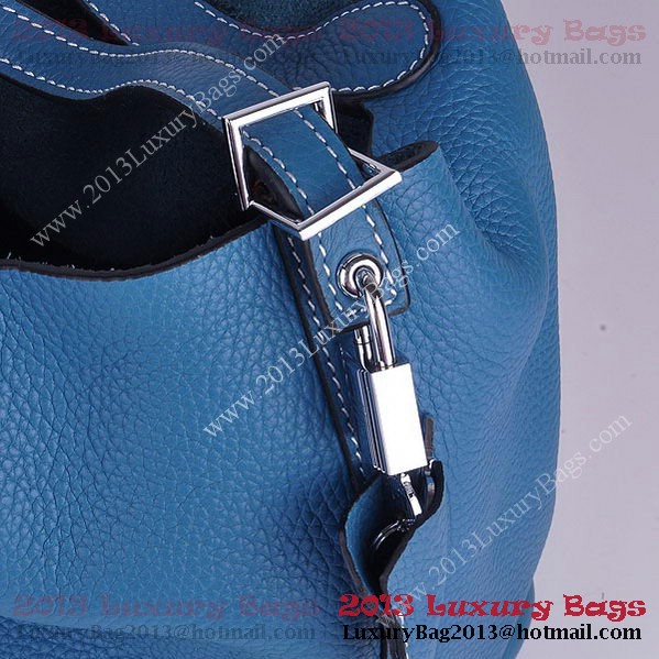 Hermes Picotin Lock PM Bag in Clemence Leather 8615 Blue Hermes Picotin Lock PM Bag in Clemence Leather 8615 Blue