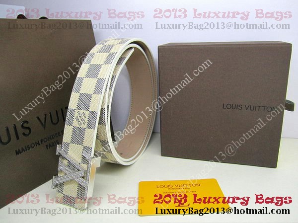 Louis Vuitton Damier Azur Canvas Belt LV2050 Silver Louis Vuitton Damier Azur Canvas Belt LV2050 Silver