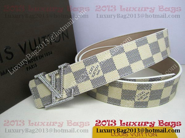 Louis Vuitton Damier Azur Canvas Belt LV2050 Silver Louis Vuitton Damier Azur Canvas Belt LV2050 Silver