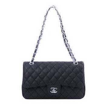 Chanel 2.55 Series Classic Flap Bag 1112 Black Cannage Pattern Silver Chanel 2.55 Series Classic Flap Bag 1112 Black Cannage Pattern Silver