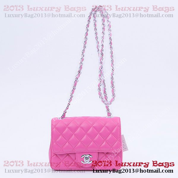 Chanel mini Classic Flap Bag Peach Sheekskin 1115 Silver Chanel mini Classic Flap Bag Peach Sheekskin 1115 Silver