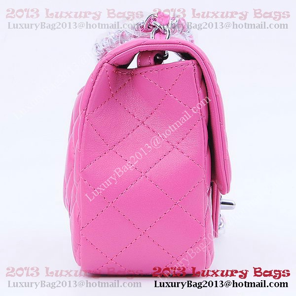 Chanel mini Classic Flap Bag Peach Sheekskin 1115 Silver Chanel mini Classic Flap Bag Peach Sheekskin 1115 Silver