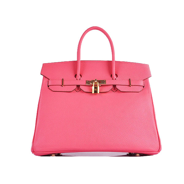 Hermes Birkin 35CM Tote Bag Pink Clemence Leather H6089 Gold