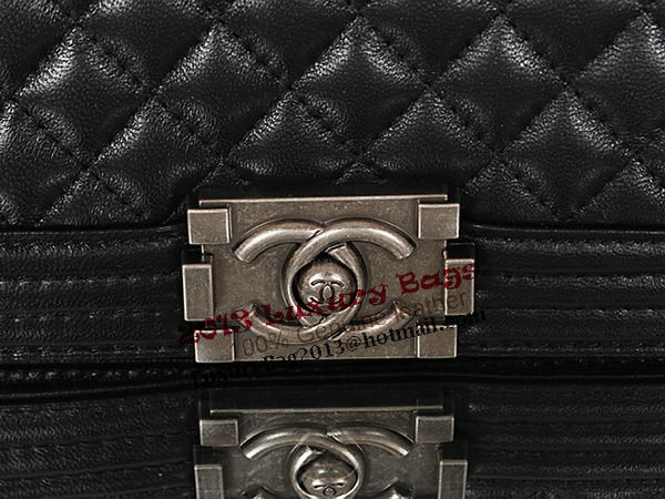 Chanel A67086 Black Lambskin Leather Le Boy Flap Shoulder Bag