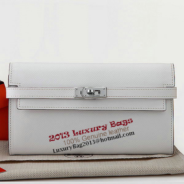 Hermes Kelly Original Saffiano Leather Bi-Fold Wallet A708 White Hermes Kelly Original Saffiano Leather Bi-Fold Wallet A708 White
