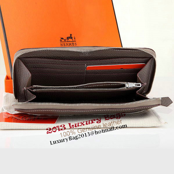 Hermes Zipper Wallet Original Leather A309 Dark Gray Hermes Zipper Wallet Original Leather A309 Dark Gray
