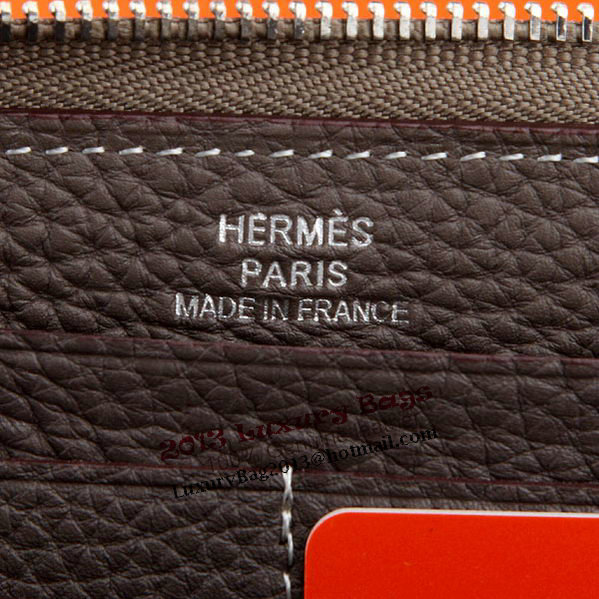 Hermes Zipper Wallet Original Leather A309 Dark Gray Hermes Zipper Wallet Original Leather A309 Dark Gray