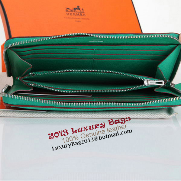 Hermes Zipper Wallet Original Leather A309 Green Hermes Zipper Wallet Original Leather A309 Green